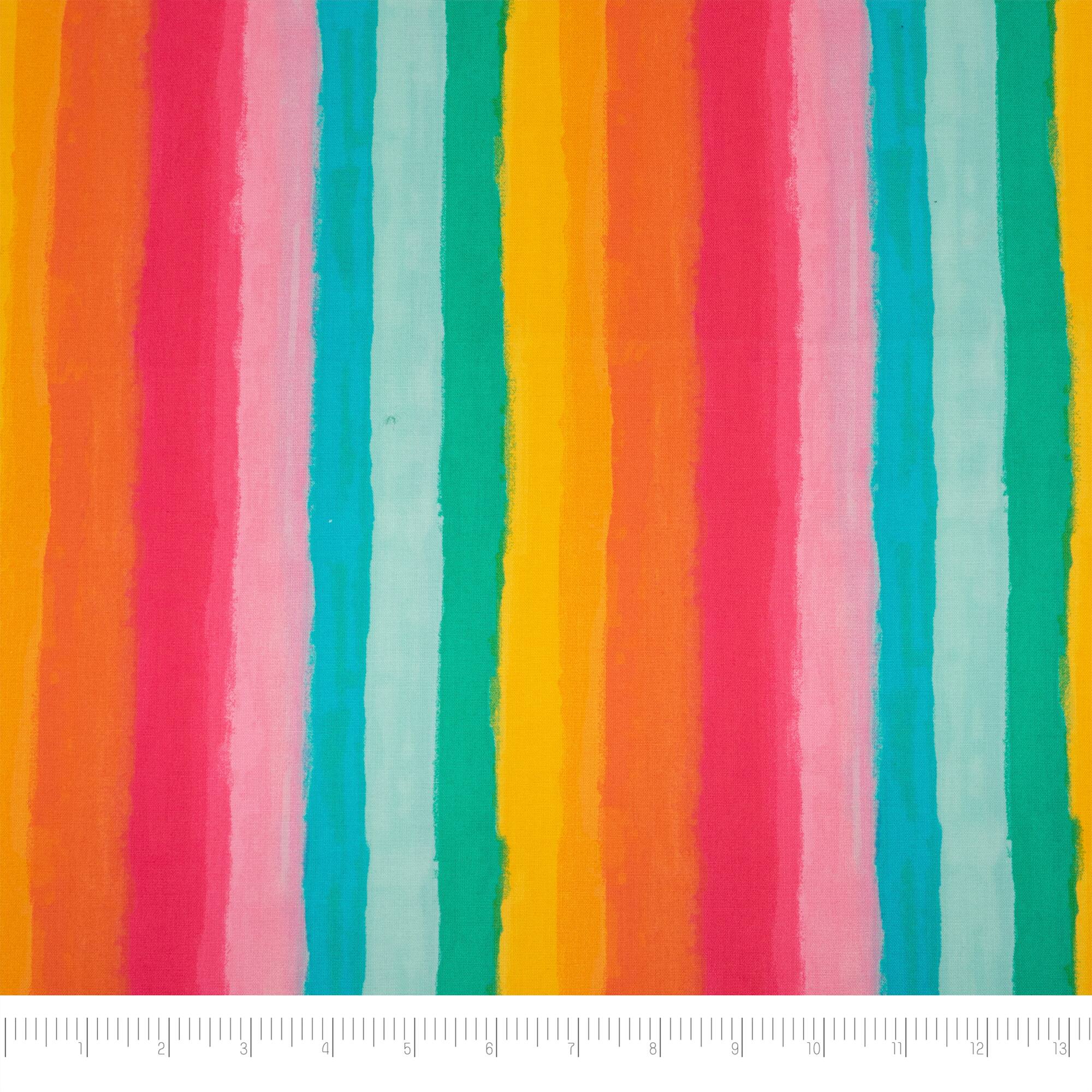 SINGER Rainbow Day Stripe Print Ringspun Cotton Fabric Fat Quarter